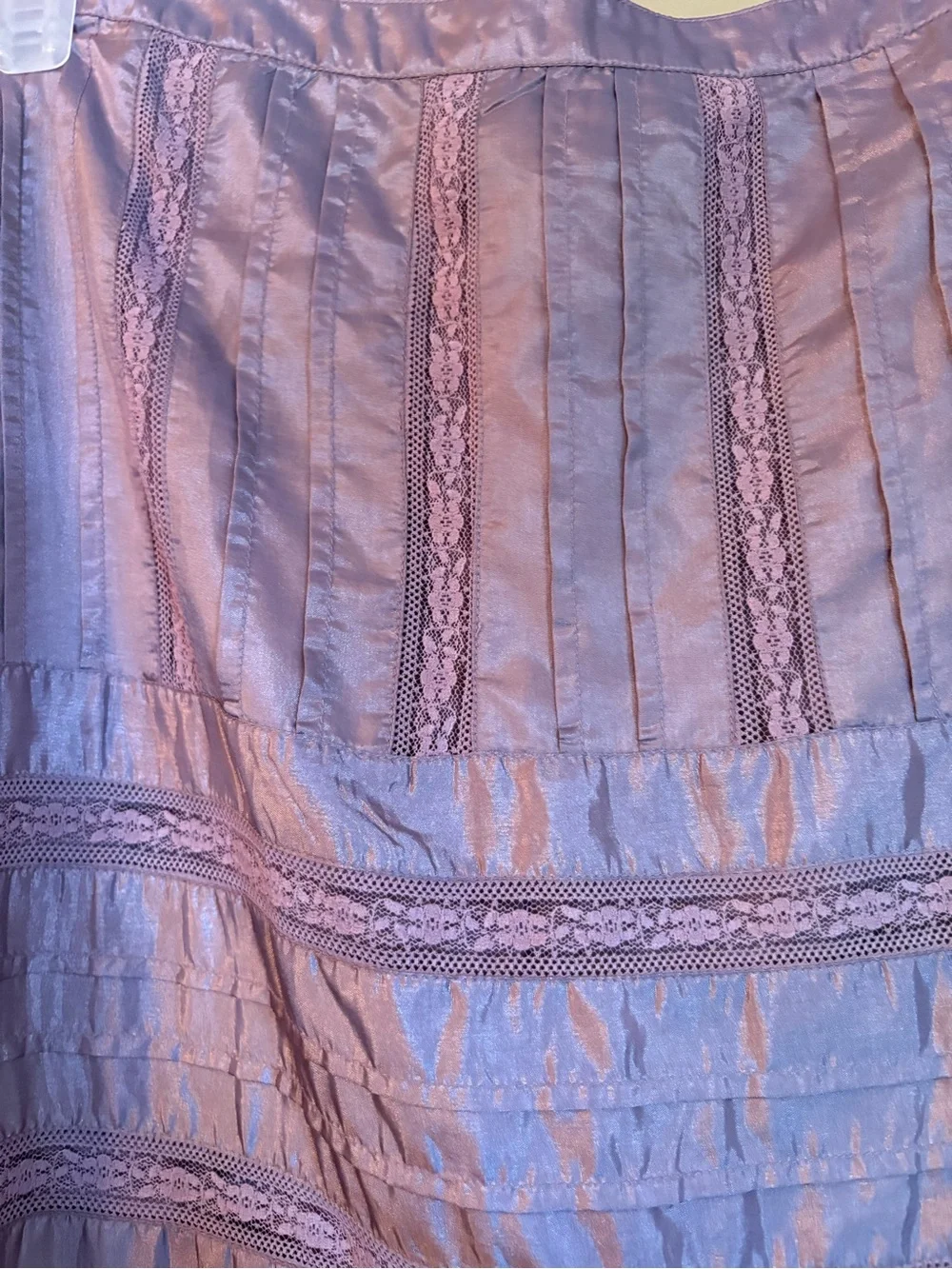 April Cornell Lavender Silk Blend Lace Tiered Maxi Skirt Size XL - Picture 4 of 12